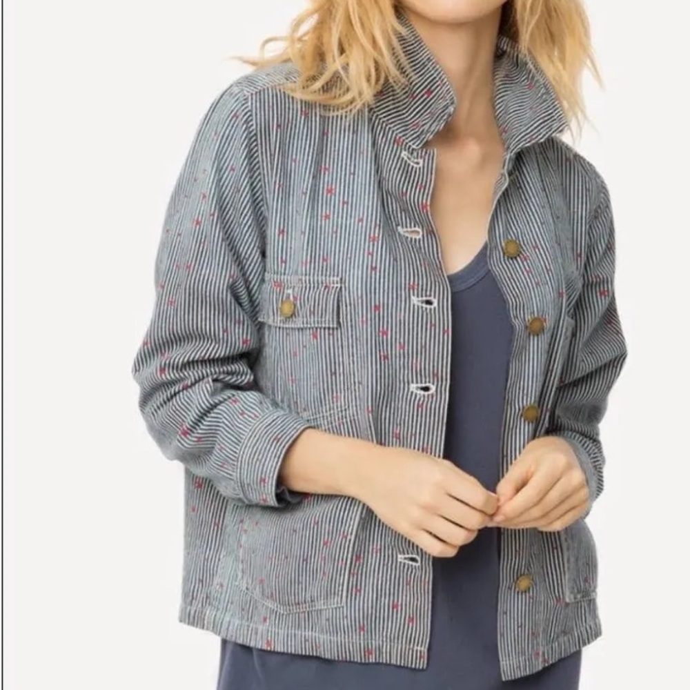The GREAT Stars & Stripes Railroad Barn Jacket • Size 1/S • Blue/White NWOT